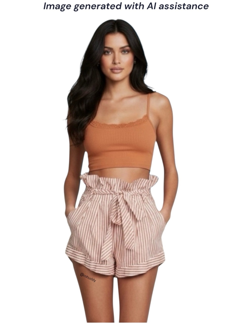For Love & Lemons M white/orange high waisted shorts